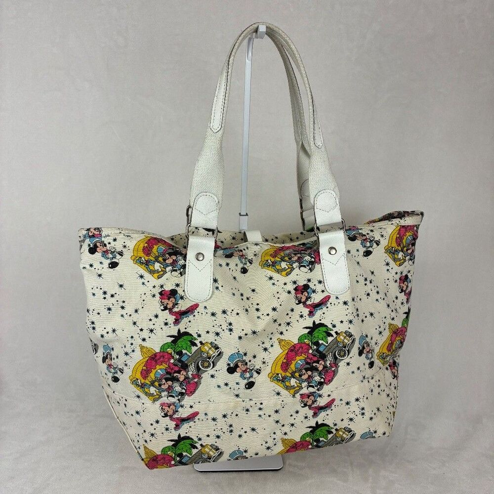 Vintage Disney Mickey Minnie Mouse 100% Cotton Canvas Tote Bag Made Taiwan